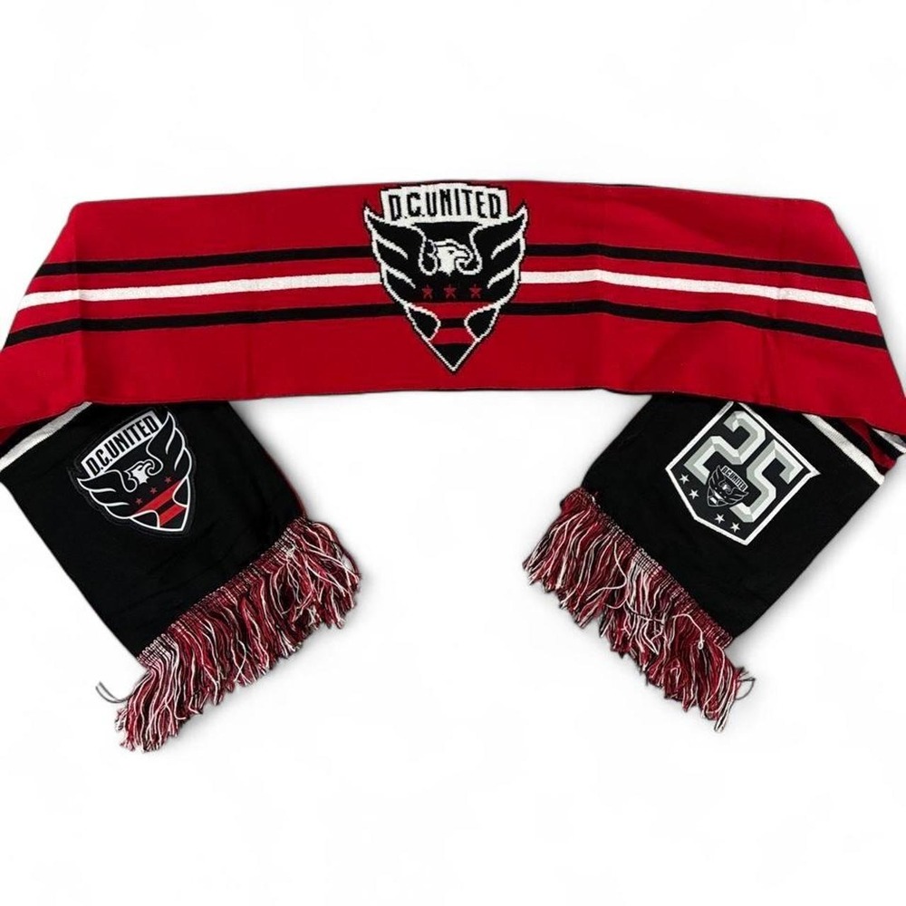 DC United 2020 Season Ticket Member Scarf with red, black, and white stripes